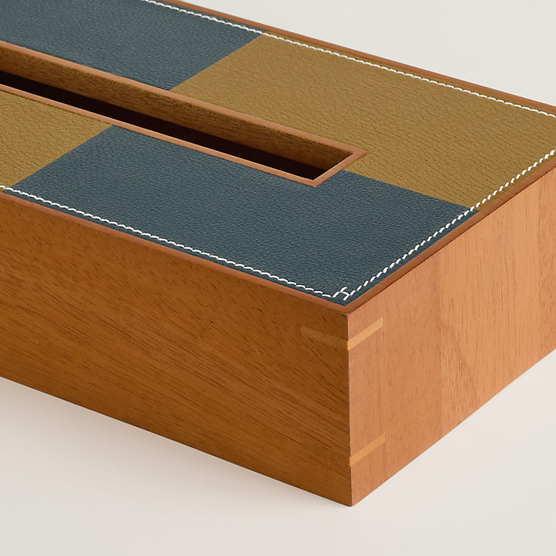 Pleiade en Casaque tissue box, small model - Blue | Hermès UK